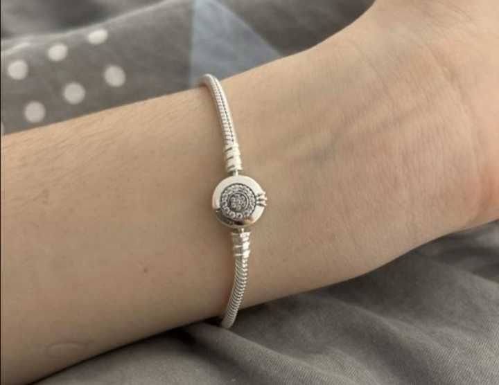 Pandora, nowa, srebrna, oryginalna bransoletka, rozmiar 18