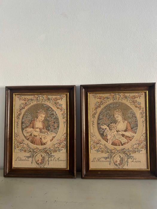 Quadros Jacquard Francês Tapeçaria Le Premiere Lecon