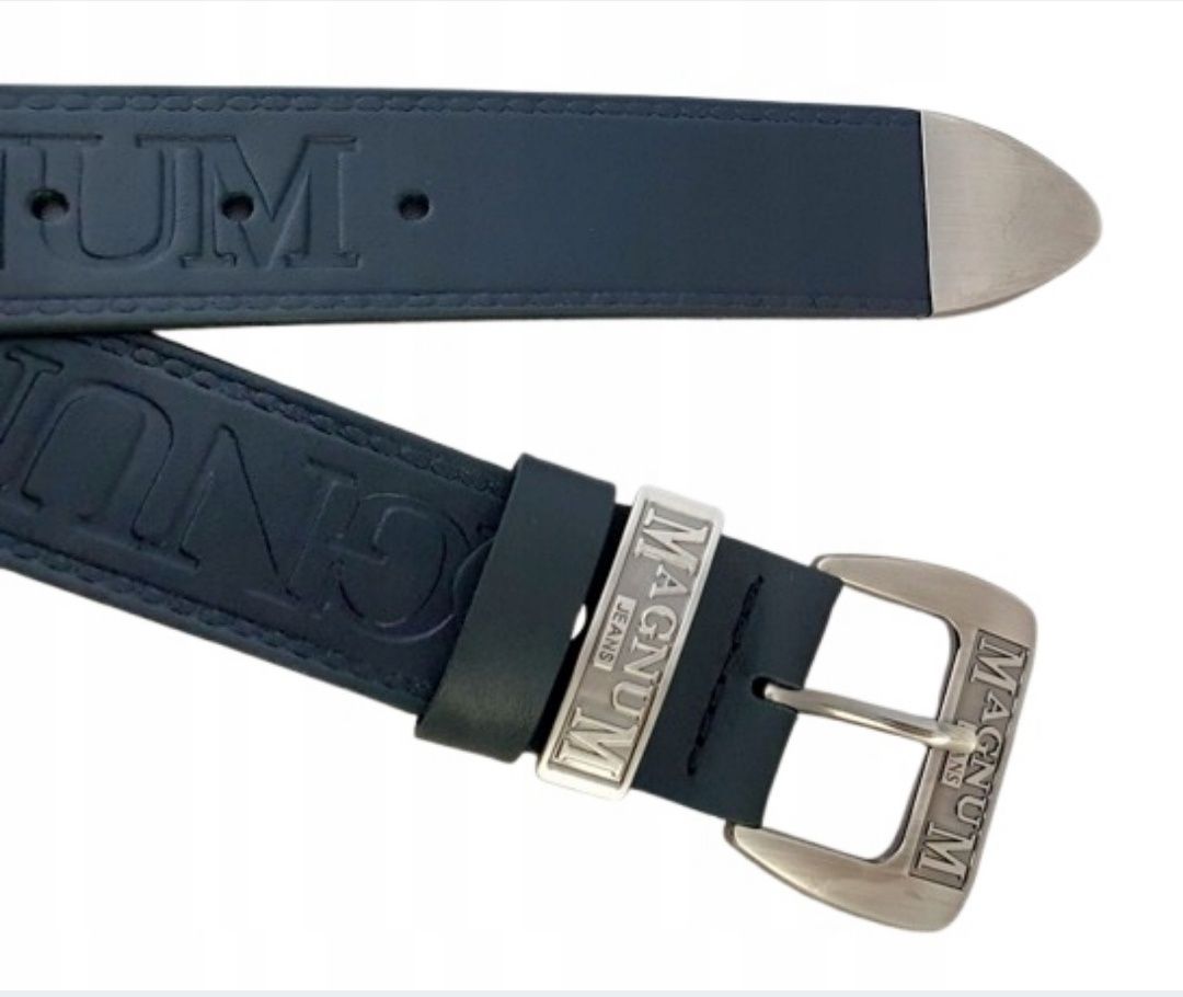 Pasek męski do spodni czarny skóra Magnum Jeans