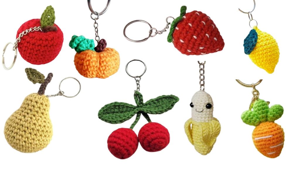 Wyszydełkowane breloczki - owoce / warzywa