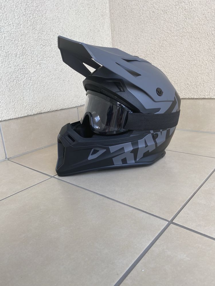 Kask crossowy, rowerowy Raven Airborne Split Czarno-Szary full face