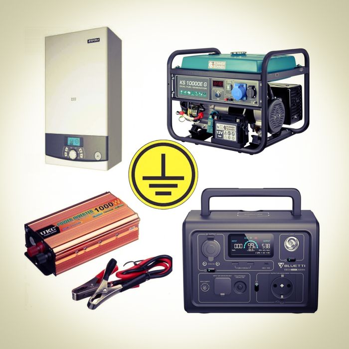 Адаптер EcoFlow, Bluetti та інш. Газовий котел заземленння НУЛЬ котла