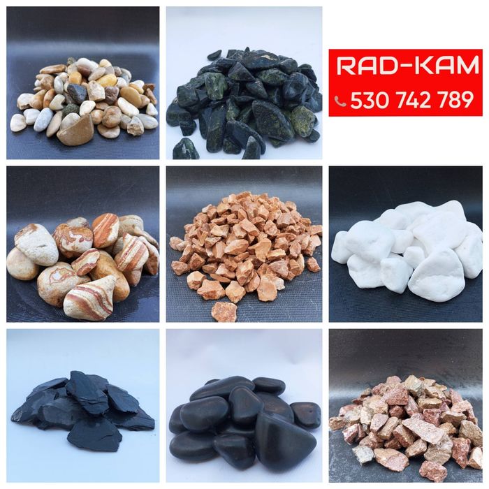 Kora kamienna, sosnowa, grys, otoczak, żwir, ziemia, kruszywo