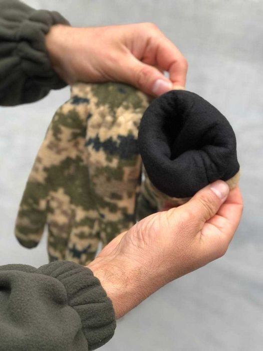 Армійські чоловічі зимові рукавиці олива / піксель двошарові флісові