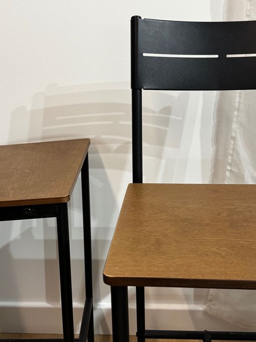 Stołki barowe / hokery 63 cm – komplet 2 szt., metal + drewno