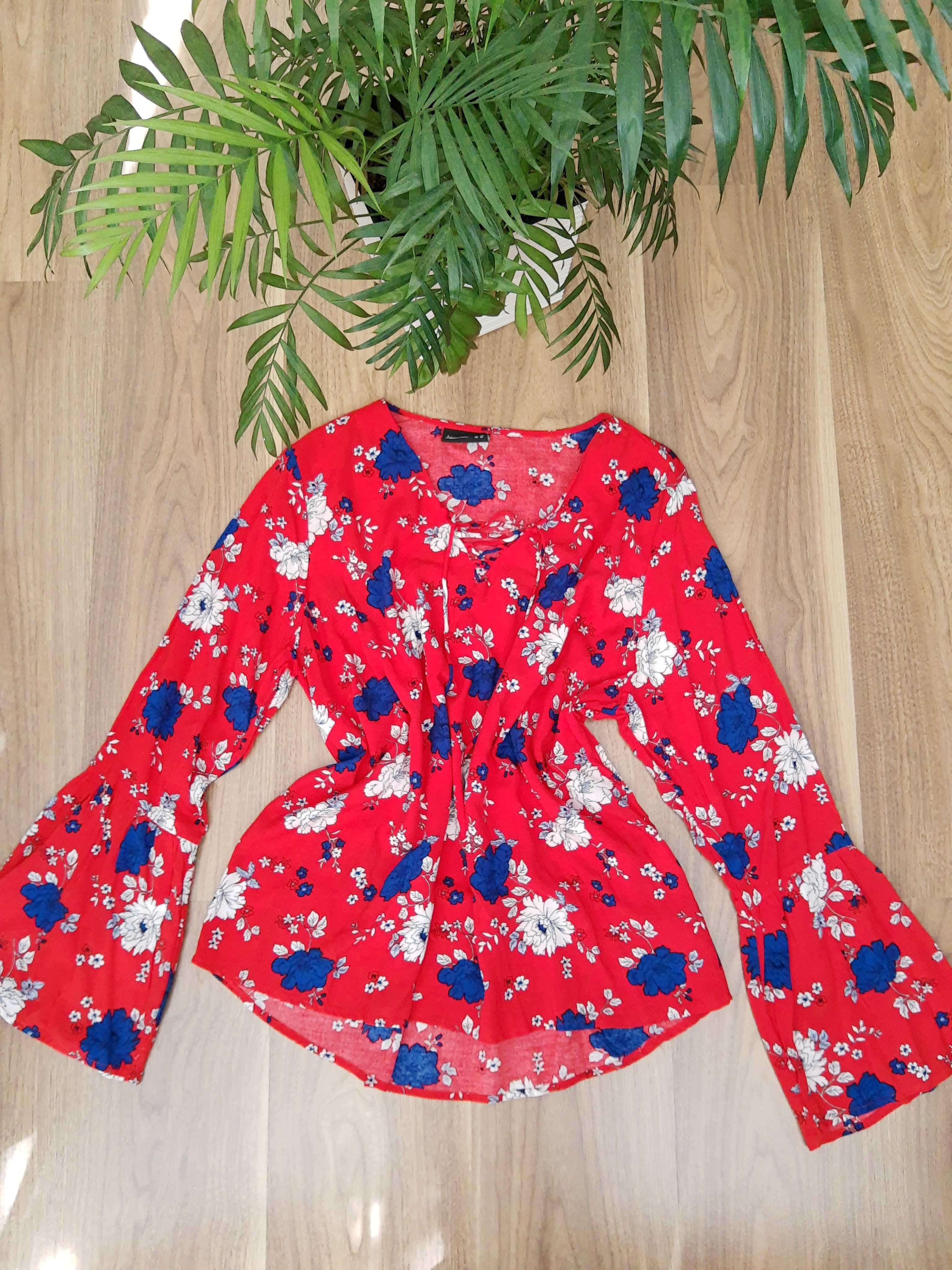 Elegancka bluzka w kwiaty 100% wiskoza 48-50