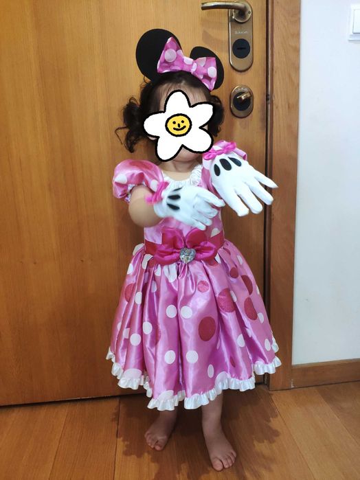 Vestido/Fato carnaval Minnie rosa Disney