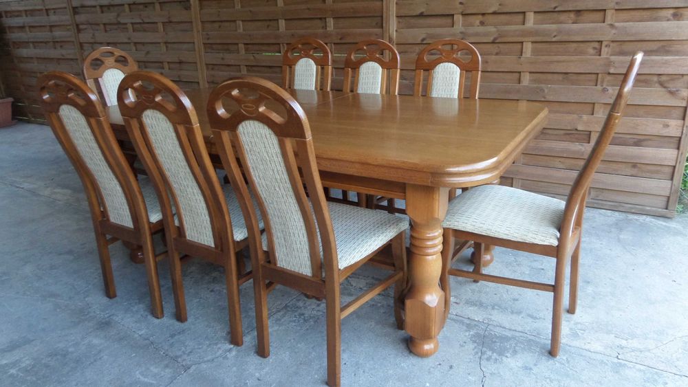 piękny duży masywny dębowy stół 12 krzeseł stan bdb wysyłka dowóz