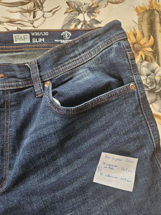 Spodnie męskie jeansowe F&F UK niebieskie 38/30 slim
