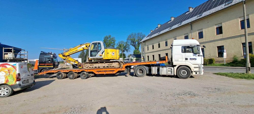 Transport niskopodwoziowy laweta maszyny budowlane, gabaryty