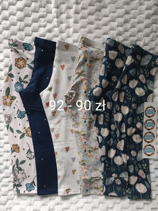 Rozmiar 92 6x no we legginsy spodnie getry dresowe prążkowane cienkie