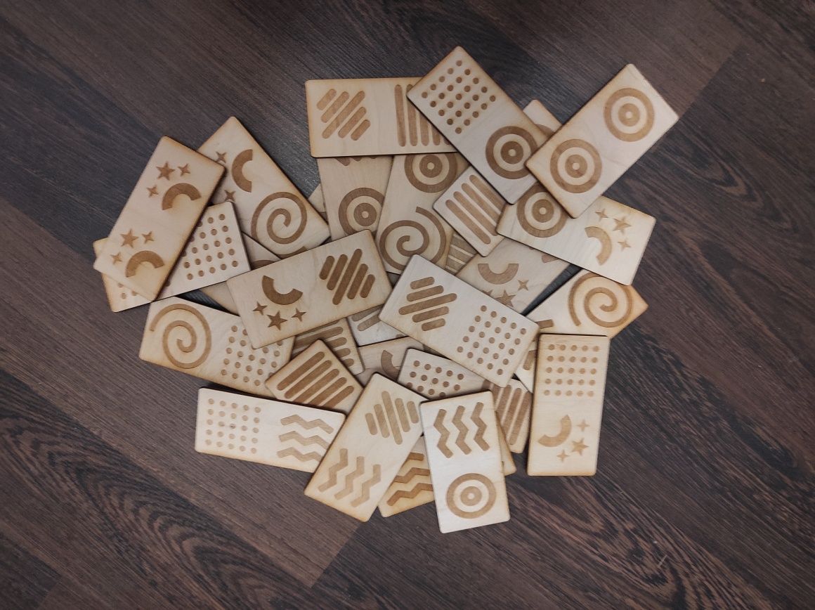 Domino drewniane duże dla autysty 28 elementów 10x5 cm w pudełku