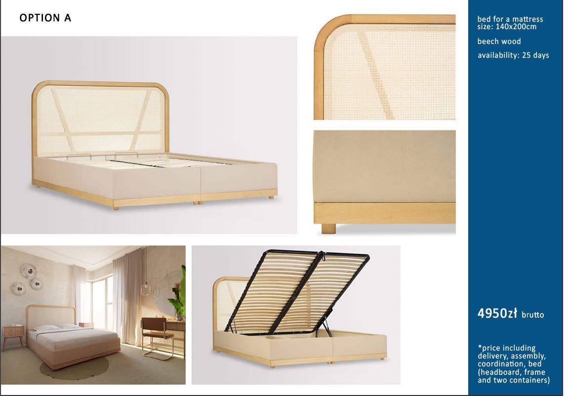 Łóżko z materacem w stylu Japandi