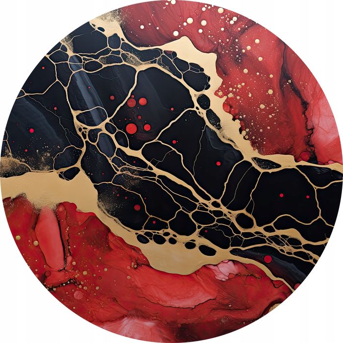 Podkładki pod talerz Marmurek czarno czerwony ze złotem wzór 2