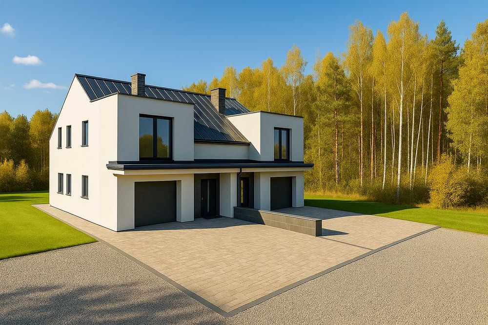 Inteligentny bliźniak z garażem i pompą ciepła – Głogów Młp., Zabajka