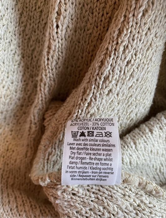 Kardigan sweter tunika New Look na zimę S M L bawełna kremowa beżowa