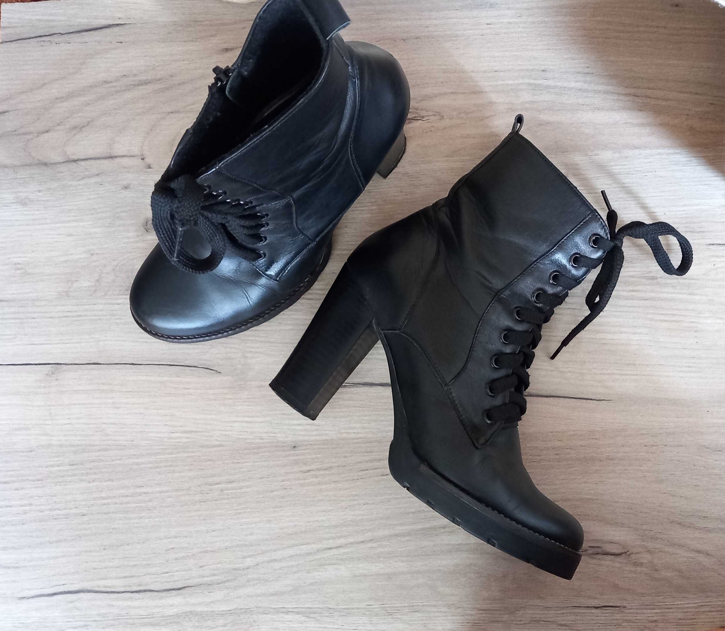 Ботильоны чёрные натуральная кожа ботинки чоботи взуття черевики 39 р
