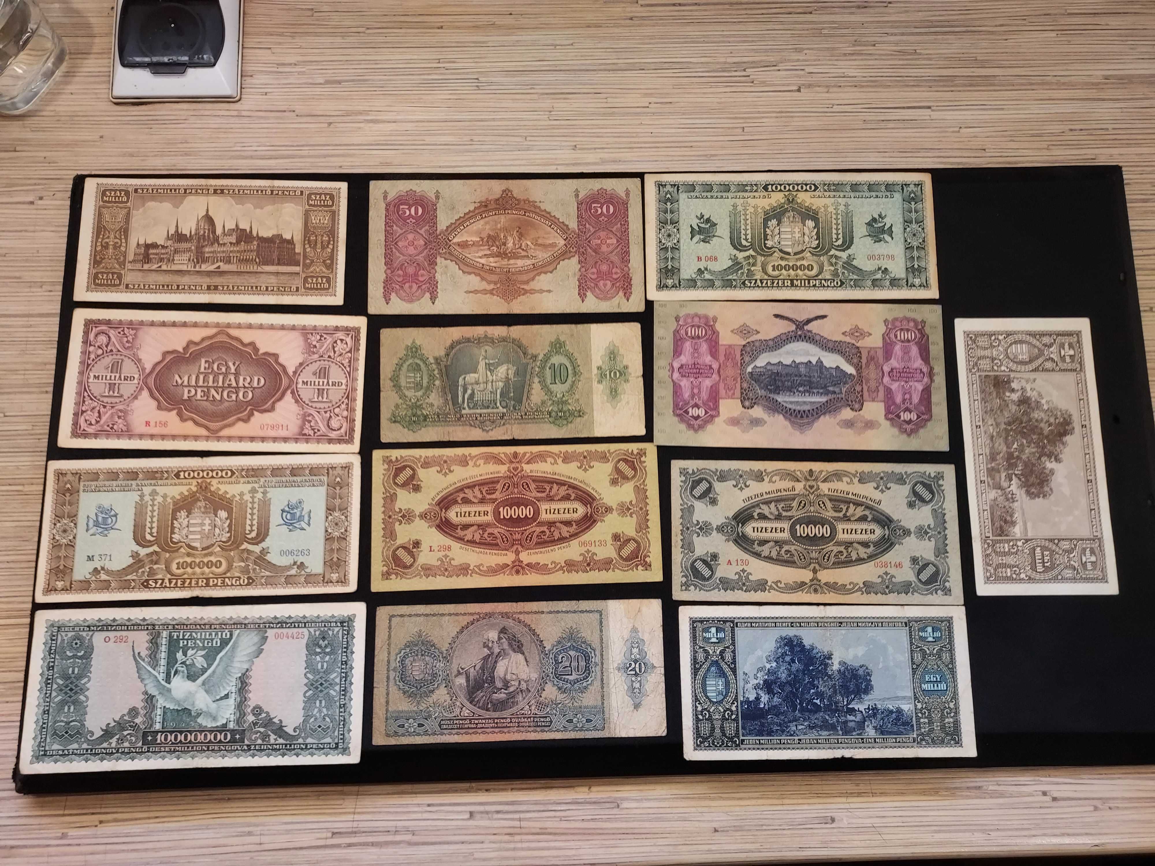 Kolekcja starych banknotów z lat 1932-46 Pengo Węgry