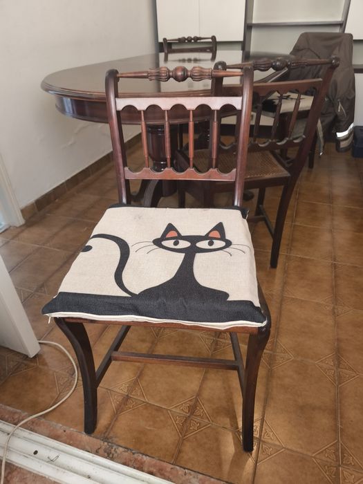 Mesa e 4 cadeiras com almofadas
