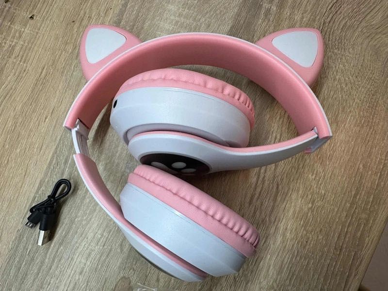 Słuchawki Bezprzewodowe Kocie Uszy dla Dzieci Bluetooth (Różowe)