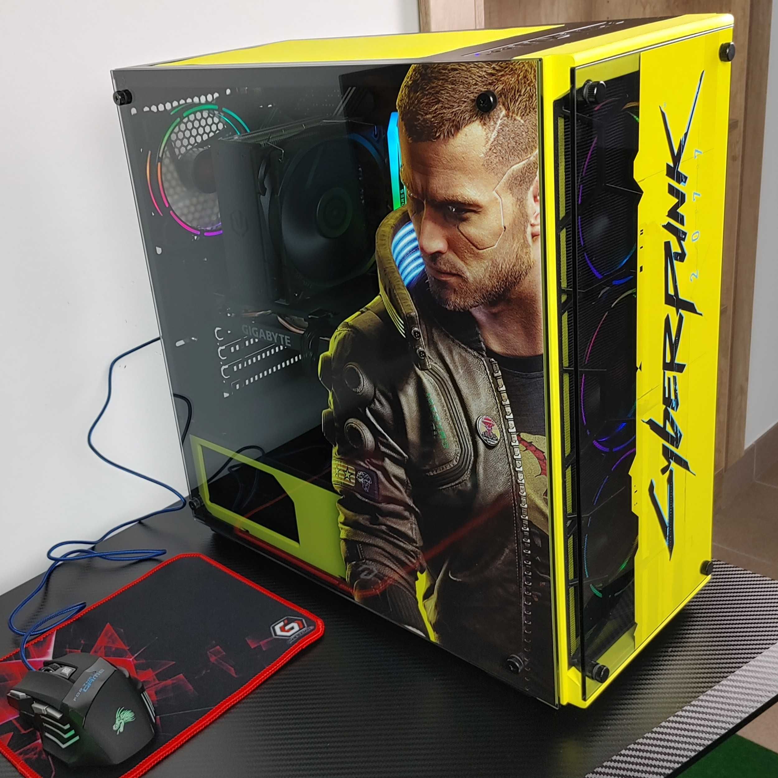 Pełny gamingowy zestaw komputerowy Cyberpunk 2077 z monitorem