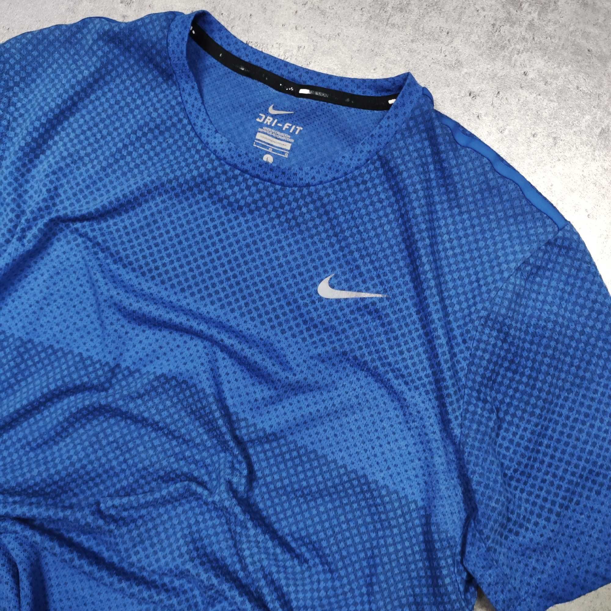 MĘSKA Koszulka Sportowa biegowa Dri-Fit Kieszonka Nike Niebieska sport