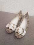 gucci brown leather gg web canvas flats