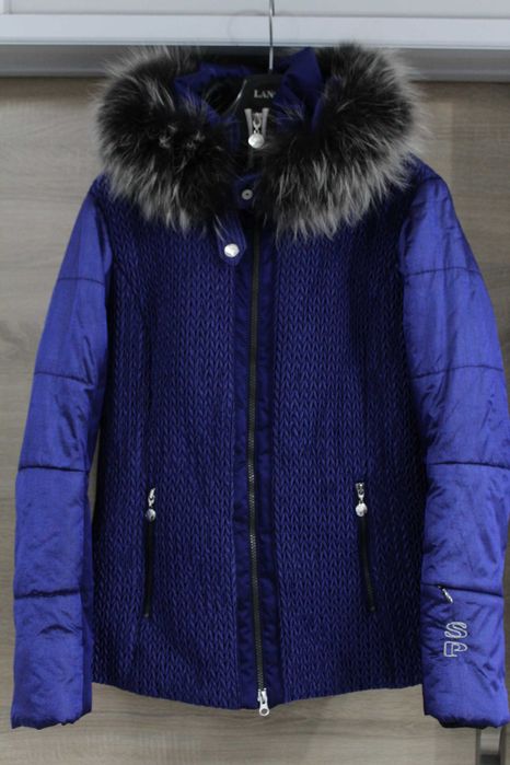 Sportalm fioletowa kurtka na narty narciarska rozm. 44 obszyta futrem