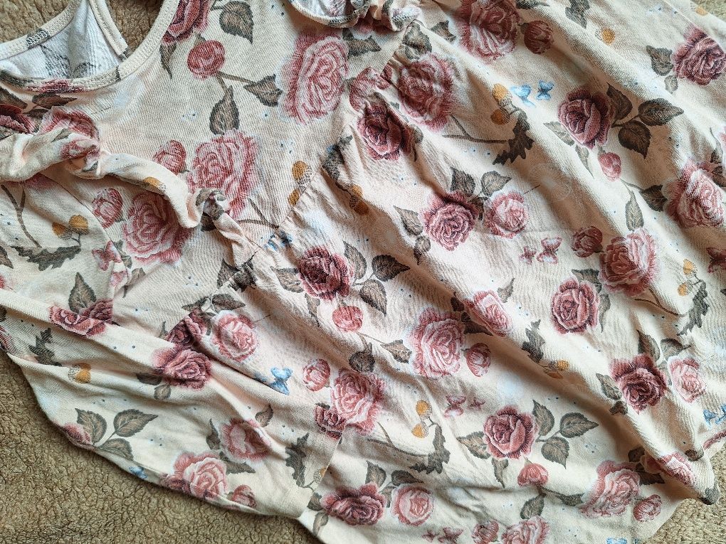 Sukienka kwiaty róże falbanki H&M