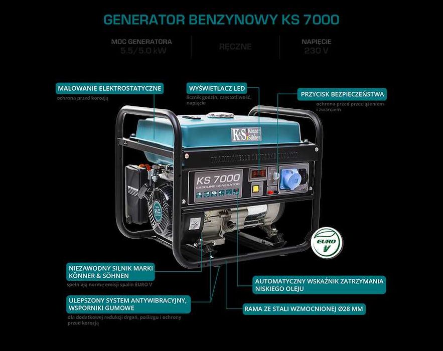 Agregat prądotwórczy KS 7000 Moc 5,5 kW