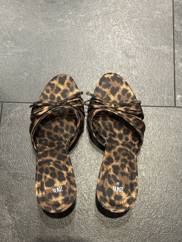 Мюли босоножки zara leopard леопард принт