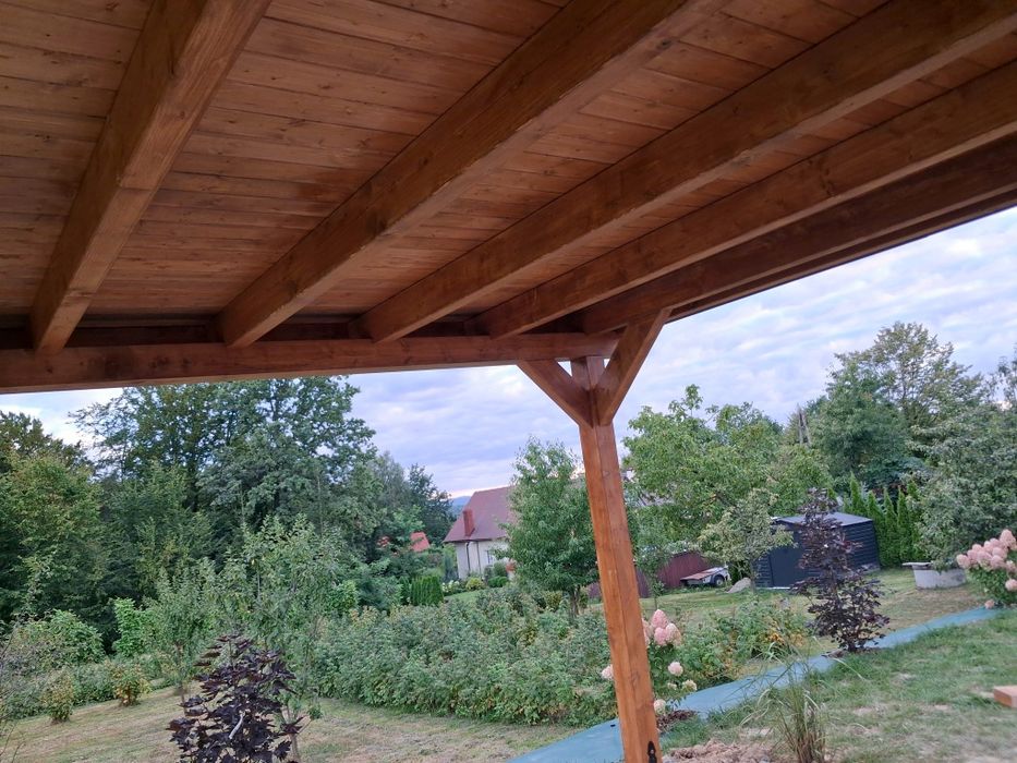 Zadzaszenie bali, tarasu wiata drewniana garaż balia jacuzzi