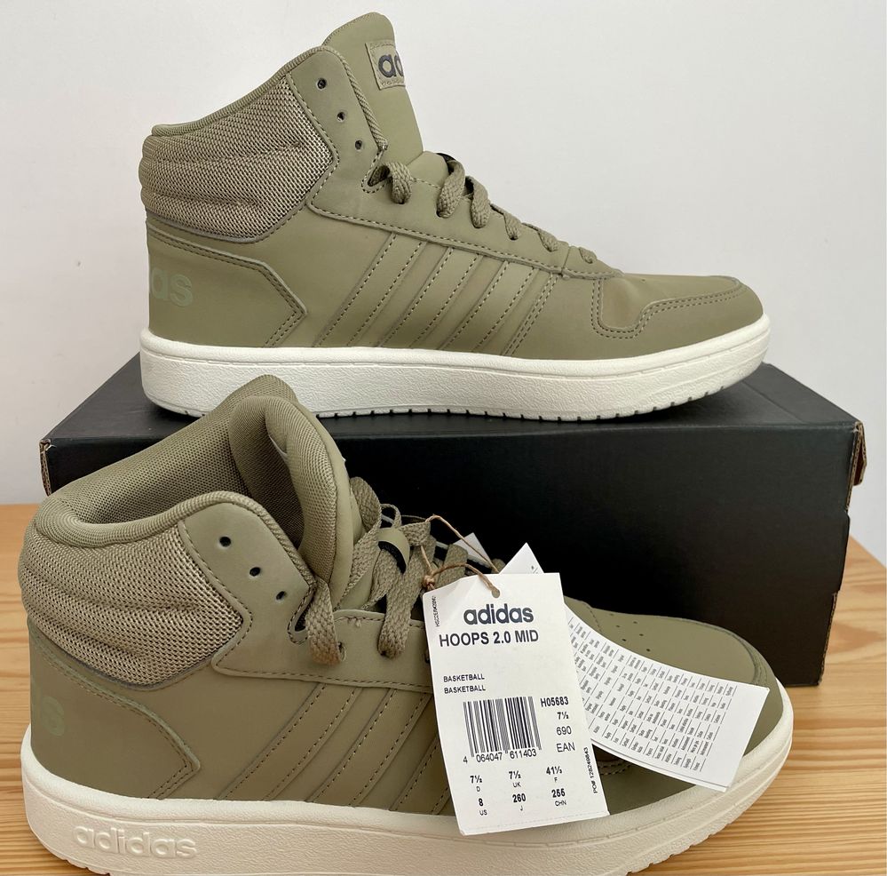 Buty Adidas Hoops 2.0 MID, H05683, oliwkowe