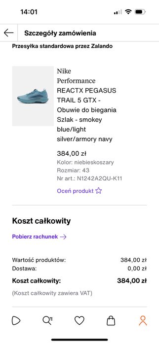 REACTX PEGASUS TRAIL 5 GTX GORE-TEX  uzyte 3 razy. Rozm 43.