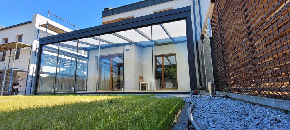 Zadaszenie tarasowe z aluminium / szkło przesuwne / darmowy projekt