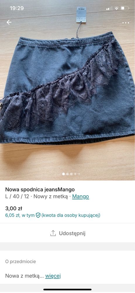 Spodnica Mango nowa stan bdb jeans