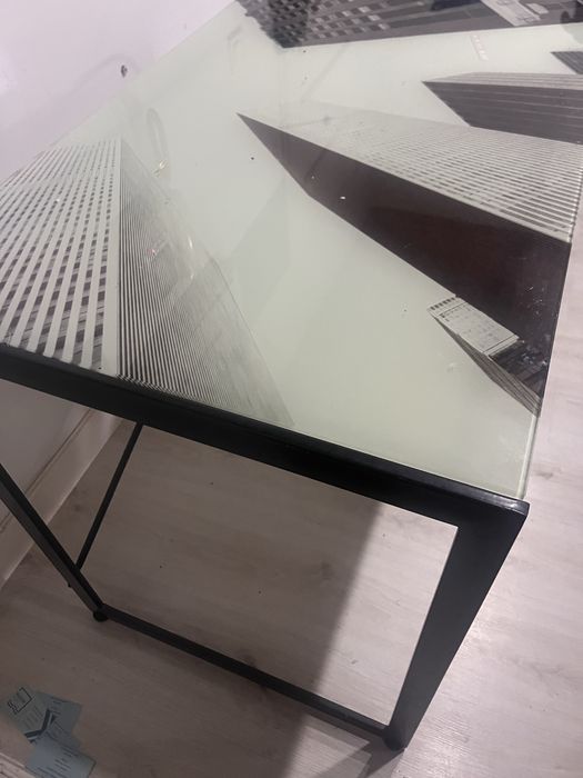 Mesa de Vidro em Inox Preto