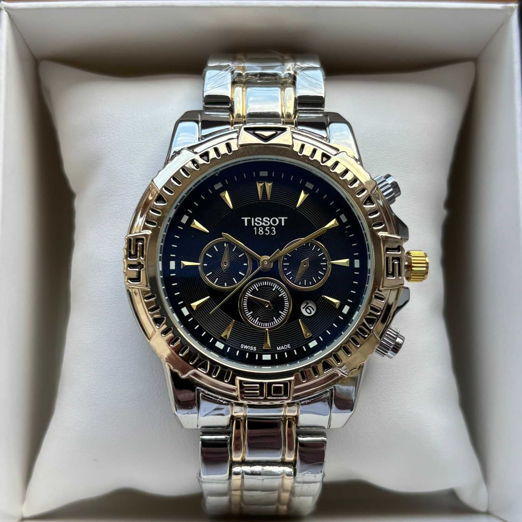 Чоловічий годинник Tissot на браслеті комбінованого кольору з датою