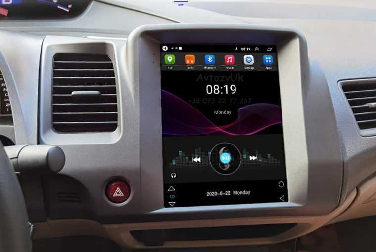 Android 14 HONDA Civic GPS USB Tesla Сивик 2 дин din CarPlay Магнитола