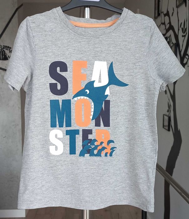 Szara koszulka t-shirt z krótkim rękawem Sea Monster Lupilu 110/116