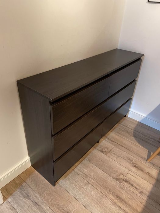 Ikea Malm 120cm komoda 6 szuflad kolor czarnobrąz