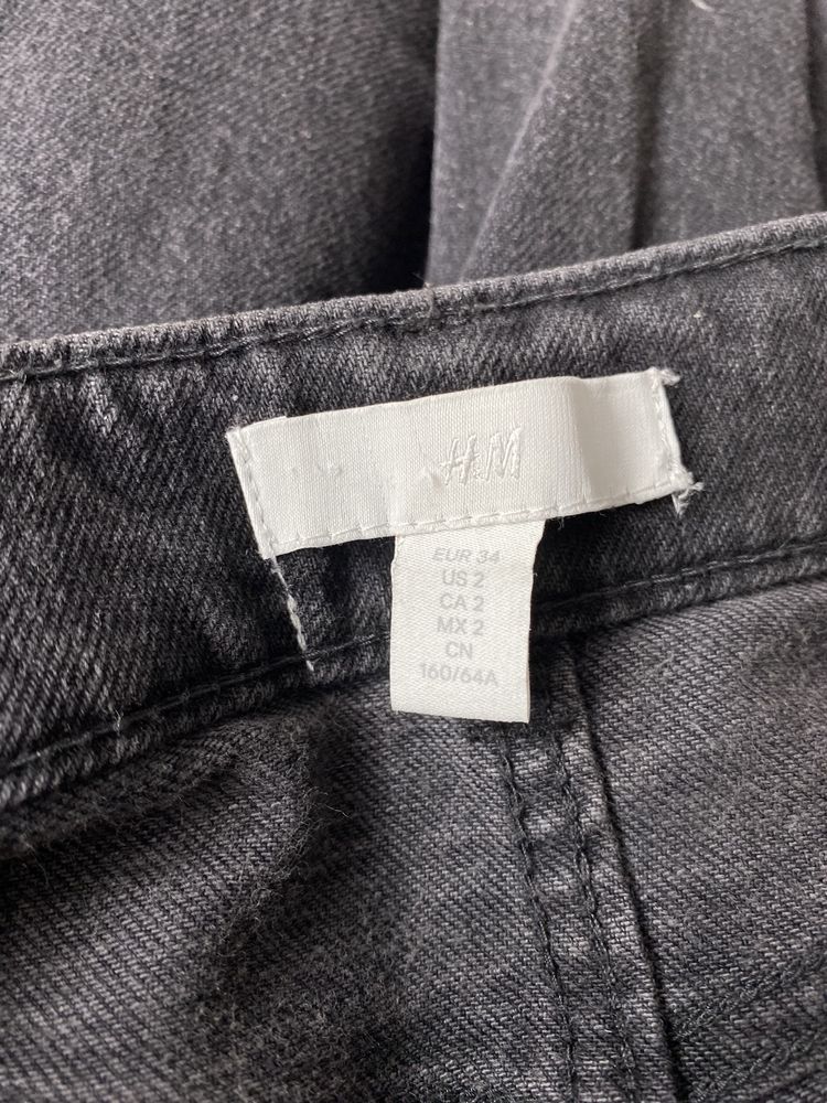 Jeansy nowe H&M mom jeans wysoki stan szare 34 36 czarne