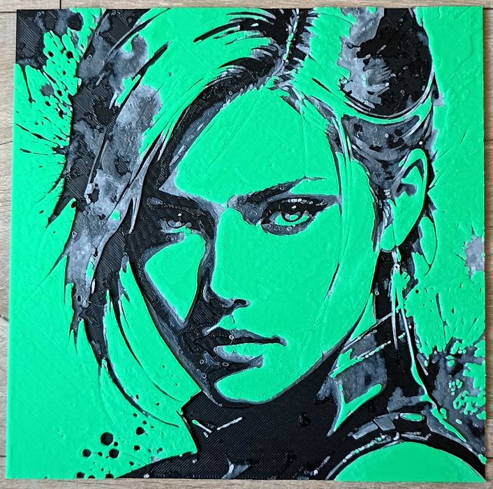 Obraz 3D: Zielony portret kobiety - ozdoba prezent niespodzianka