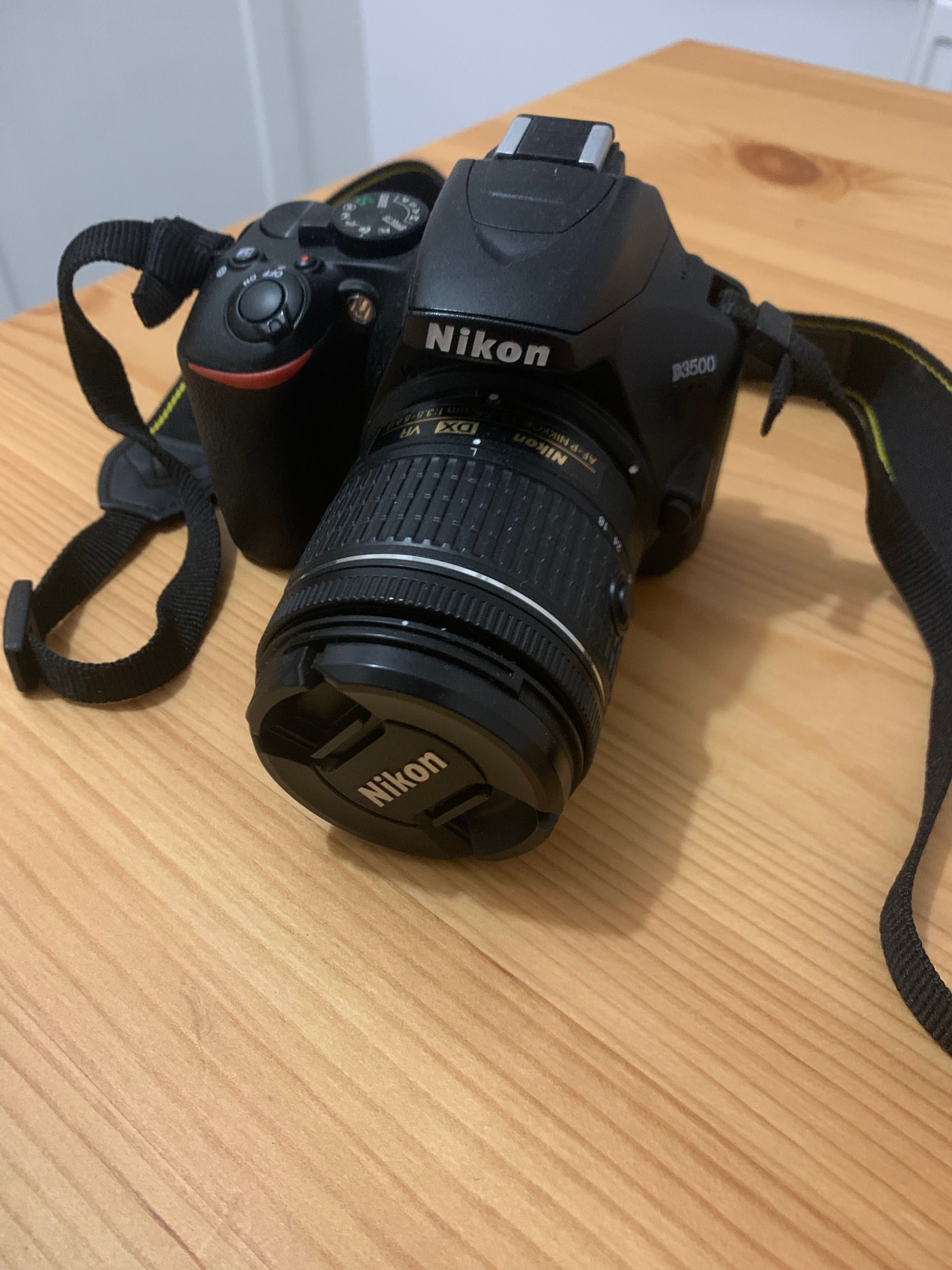 Nikon D3500+, bateria, ladowarka, objektyw, łańcuszek torebka orygin.