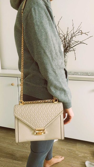 Torba listonoszka beżowa Michael Kors Whitney Light Sand jak nowa!