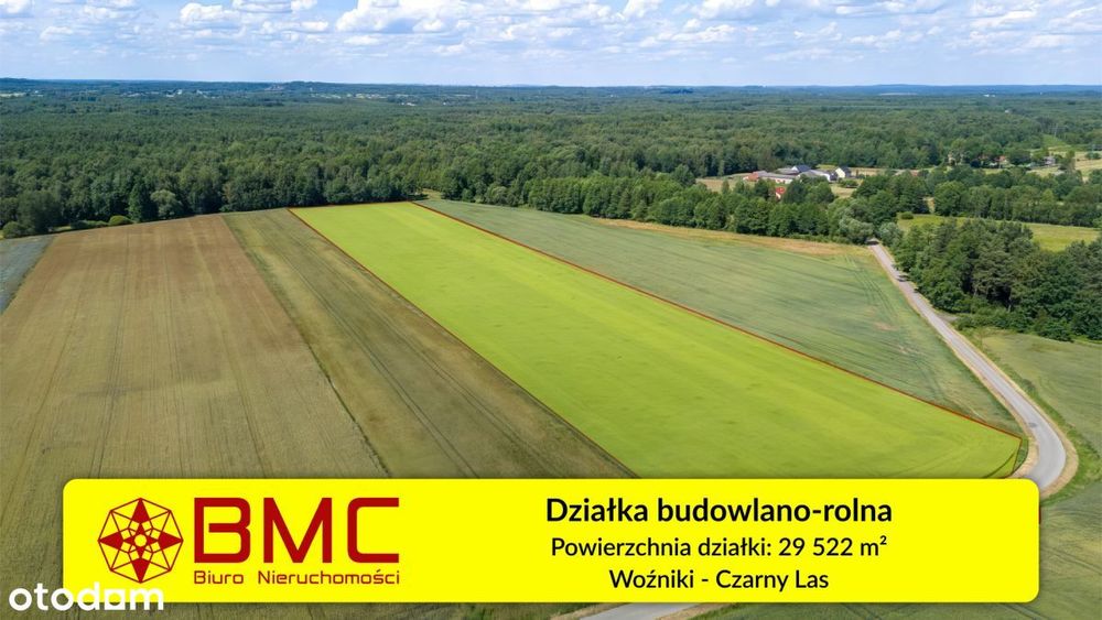 Działka budowlano-Rolna pod lasem 3 ha Woźniki