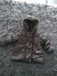 Płaszczyk kurtka ciepła na polarku zimowa dla dziewczynki 18-24 m