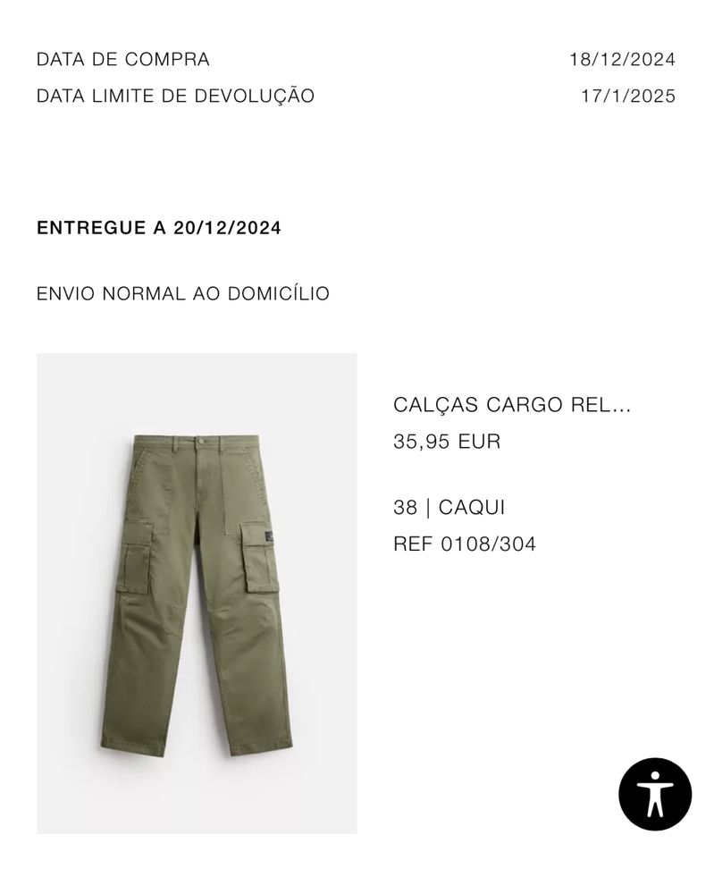 Calças Cargo Zara Relaxed Fit | Tamanho [38] | Caqui | Pouco uso