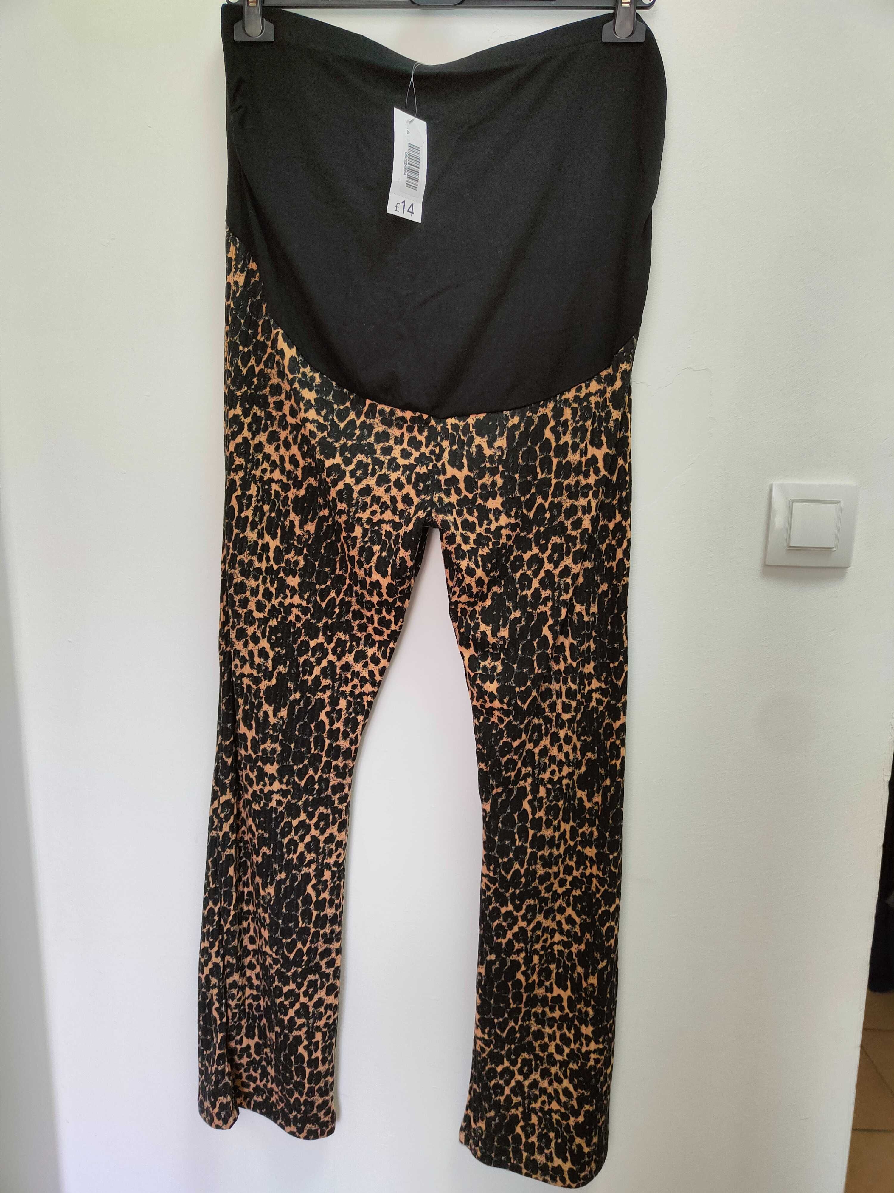 Legginsy dzwony ciążowe panterkowe