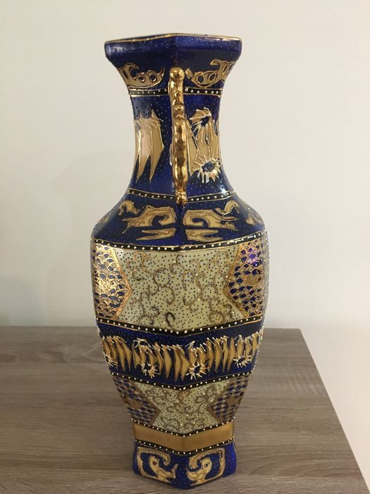 Jarra de Procelana chinesa Azul/Dourado